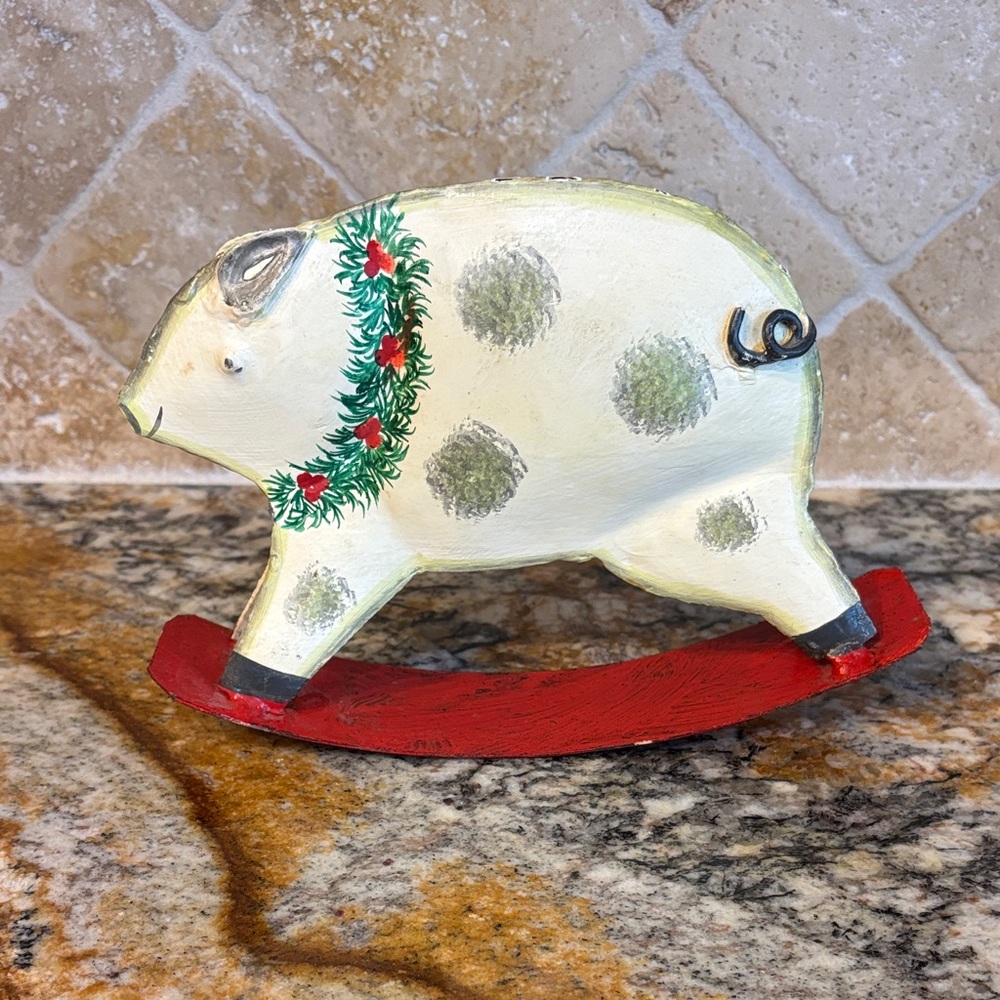 Festive Foreside Rocking Christmas Pig Decoration